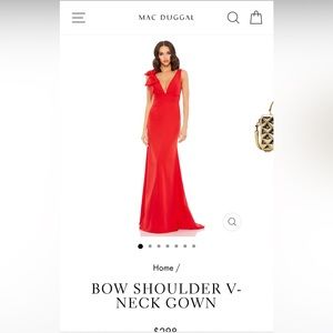 MacDugal bow sleeve red gown size 2